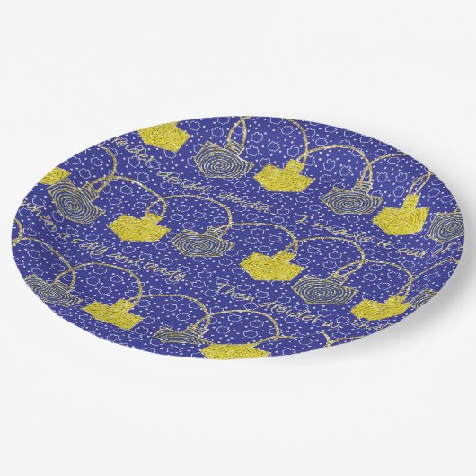 Assiettes En Carton Hanoukka Glittery Dreidels (Angle)