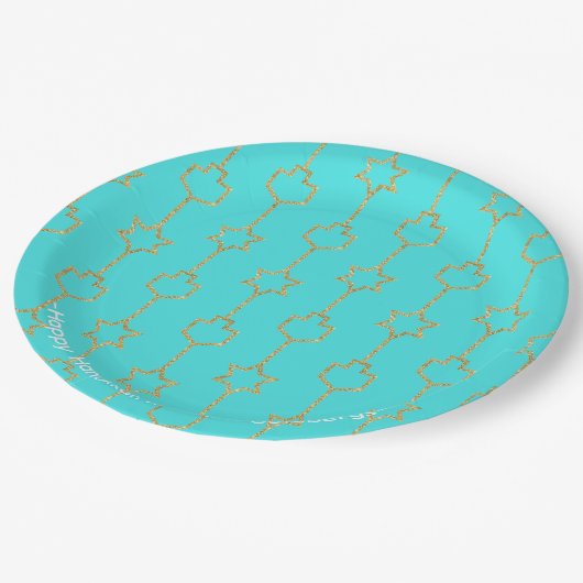 Assiettes En Carton Hanoukka Gold Charms (Angle)