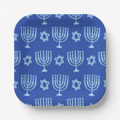 Assiettes En Carton Hanoukka Menorah bleu foncé (Recto)