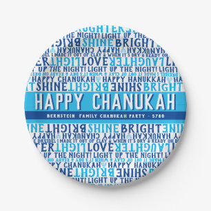 Assiettes En Carton HANOUKKA Phases Amour Lumière rire FunkyType Bleu