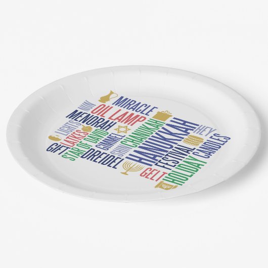 Assiettes En Carton Hanoukka Words Plaques en papier de vacances (Angle)