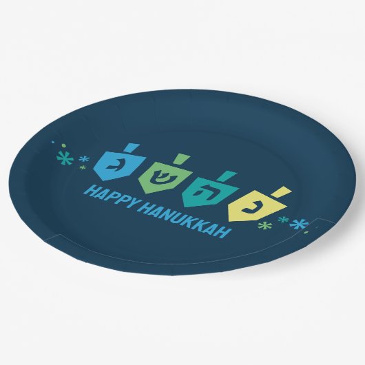 Assiettes En Carton Hanukkah Dreidel Party Plates (Angle)