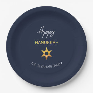 Assiettes En Carton Hanukkah élégant et heureux Étoile de David dorée