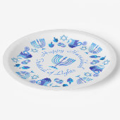 Assiettes En Carton Hanukkiah Happy Hanoukka Juive Fête Menorah (Angle)