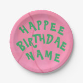 Assiettes En Carton Happee Birthdae Nom personnalisé Plaque (Devant)