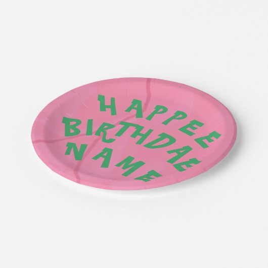 Assiettes En Carton Happee Birthdae Nom personnalisé Plaque (Angle)