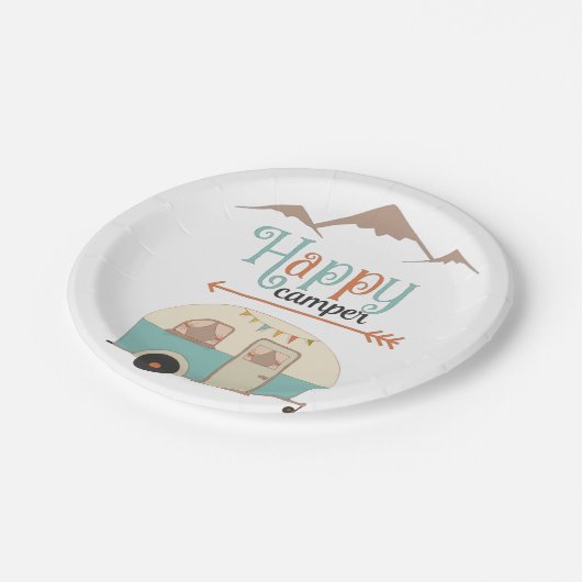 Assiettes En Carton HAPPER CAMPER mignon Retro RV (Angle)