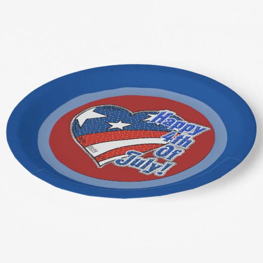 Assiettes En Carton Happy 4 juillet Plaques en papier coeur (Angle)