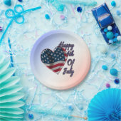 Assiettes En Carton Happy 4 juillet USA Flag Heart (Fête)