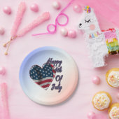 Assiettes En Carton Happy 4 juillet USA Flag Heart (Fête)