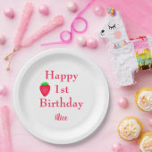Assiettes En Carton Happy Berry First Strawberry 1er Birthday Girly (Fête)