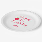 Assiettes En Carton Happy Berry First Strawberry 1er Birthday Girly (Angle)