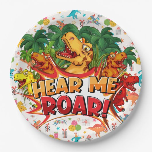 Assiettes En Carton Happy Birthday Dinosaur (Devant)