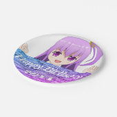 Assiettes En Carton Happy Birthday fun pink violet anime  (Angle)
