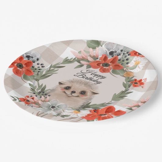 Assiettes En Carton Happy Birthday Hedgehog (Angle)
