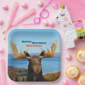 Assiettes En Carton Happy Birthday Moose Wildlife (Fête)