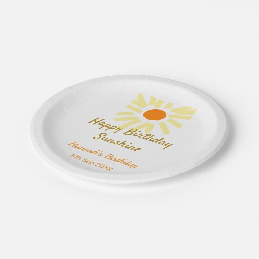 Assiettes En Carton Happy birthday sunshine yellow orange birthday boh (Angle)
