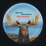 Assiettes En Carton Happy Birthday Wildlife Moose Paper Plates<br><div class="desc">Happy Birthday Wildlife Moose Paper Plates.</div>