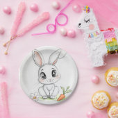 Assiettes En Carton Happy Bunny sourit Plaque en papier (Fête)
