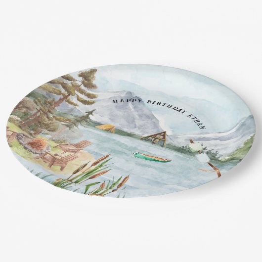 Assiettes En Carton Happy Camper | Camping fête d'anniversaire (Angle)