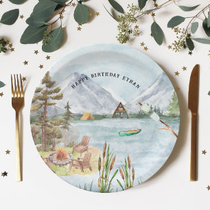 Assiettes En Carton Happy Camper Fête d'anniversaire de camping