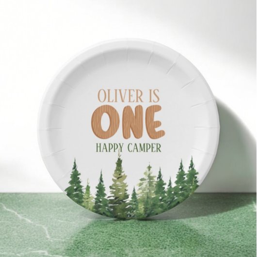 Assiettes En Carton Happy Camper Forest First Birthday Papier Plaque