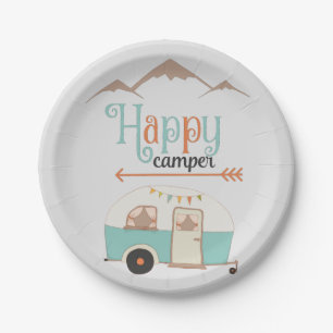 ASSIETTES EN CARTON HAPPY CAMPER RETRO