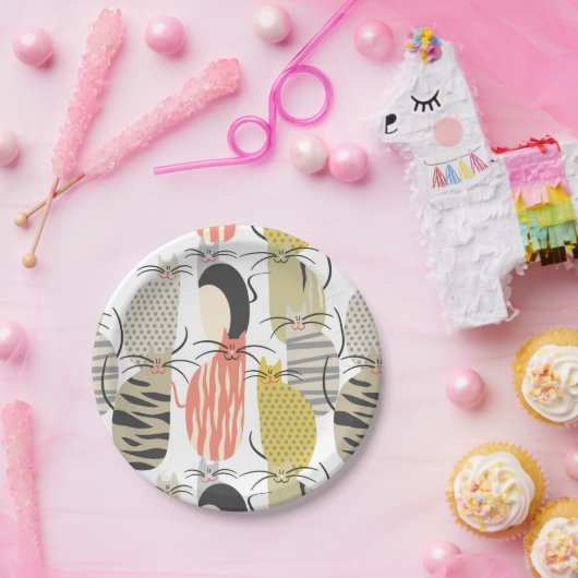 Assiettes En Carton Happy Cats Whimsical Motif (Fête)