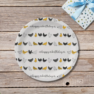 Assiettes En Carton Happy Chicken Country Motif animal de ferme