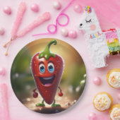 Assiettes En Carton Happy chili Animé 3D, (Fête)