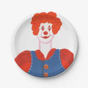 Assiettes En Carton Happy Clown Red Hair Plaques d'anniversaire