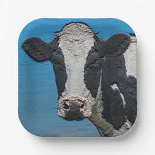 Assiettes En Carton Happy Cow Portrait