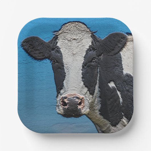 Assiettes En Carton Happy Cow Portrait (Recto)