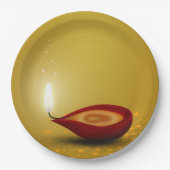 Assiettes En Carton Happy Diwali Diya - Plaque papier (Devant)