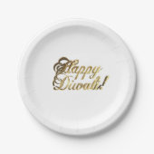 Assiettes En Carton Happy Diwali Faux Gold Foil Typographie Élégante (Devant)