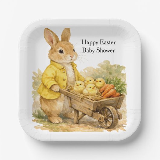 Assiettes En Carton Happy Easter Bunny Rabbit Baby Shower (Recto)