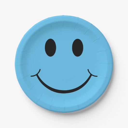 Assiettes En Carton Happy Face Graphic| Bleu (Devant)