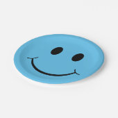 Assiettes En Carton Happy Face Graphic| Bleu (Angle)
