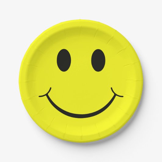 Assiettes En Carton Happy Face Graphic| Jaune (Devant)