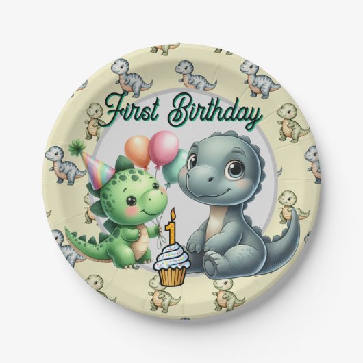 Assiettes En Carton  Happy First Birthday  (Devant)