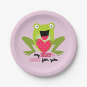 Assiettes En Carton Happy Frog and Heart Valentine (Devant)