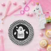 Assiettes En Carton Happy Ghost, Black Halloween Party (Fête)