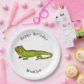 Assiettes En Carton Happy green iguana cartoon (Fête)