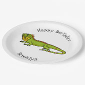 Assiettes En Carton Happy green iguana cartoon (Angle)