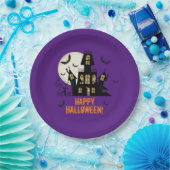 Assiettes En Carton Happy Halloween Chat noir Éffrayant Maison hantée (Fête)