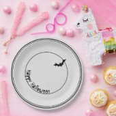 Assiettes En Carton Happy Halloween chauve Silhouette noir/blanc  (Fête)