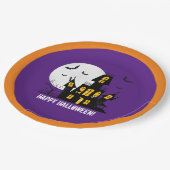 Assiettes En Carton Happy Halloween chauves-souris volantes Éffrayant  (Angle)