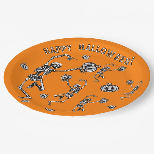 Assiettes En Carton Happy Halloween Dancing Skeleton Danse Macabre (Angle)