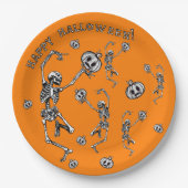 Assiettes En Carton Happy Halloween Dancing Skeleton Danse Macabre (Devant)