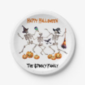 Assiettes En Carton Happy Halloween Dancing Skeletons (Devant)